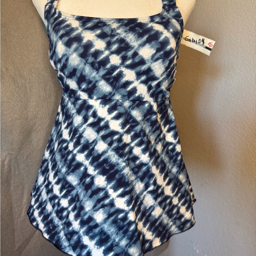 Lands' End Blue Tankini Top with Empire Waist.  NWT.
